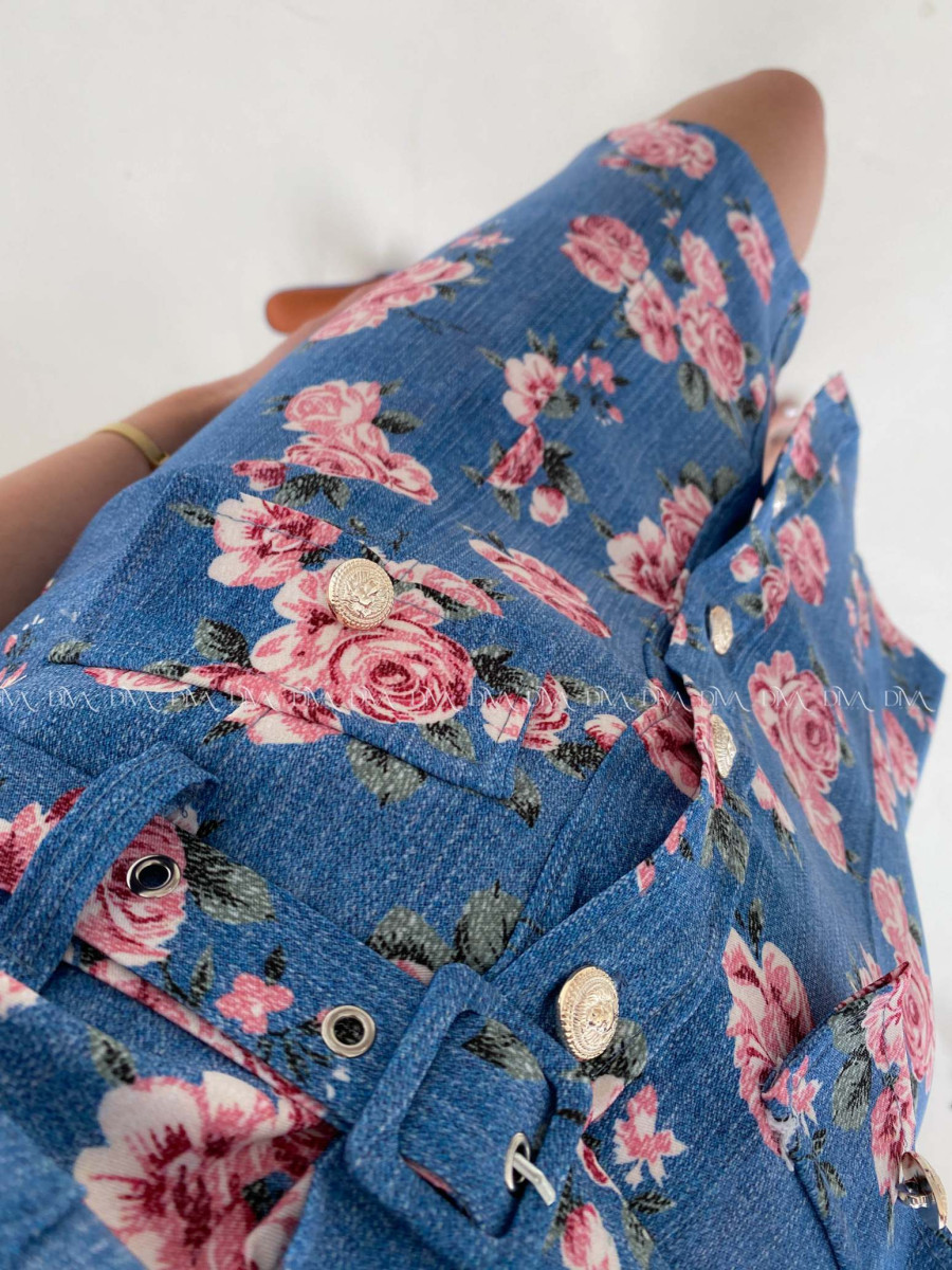 Puzdrové kvetované mini šaty modré AB 183