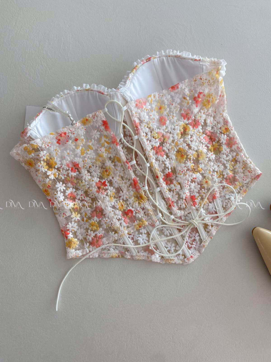 Korzet s vyšívanými kvetinkami AB 188