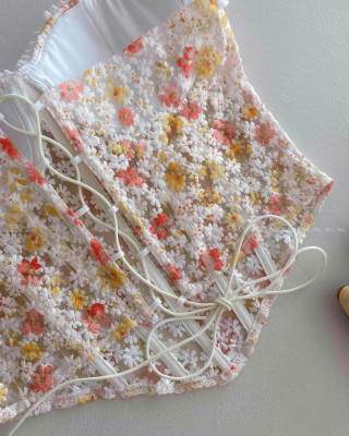 Korzet s vyšívanými kvetinkami AB 188