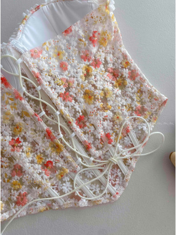 Korzet s vyšívanými květinkami AB 188