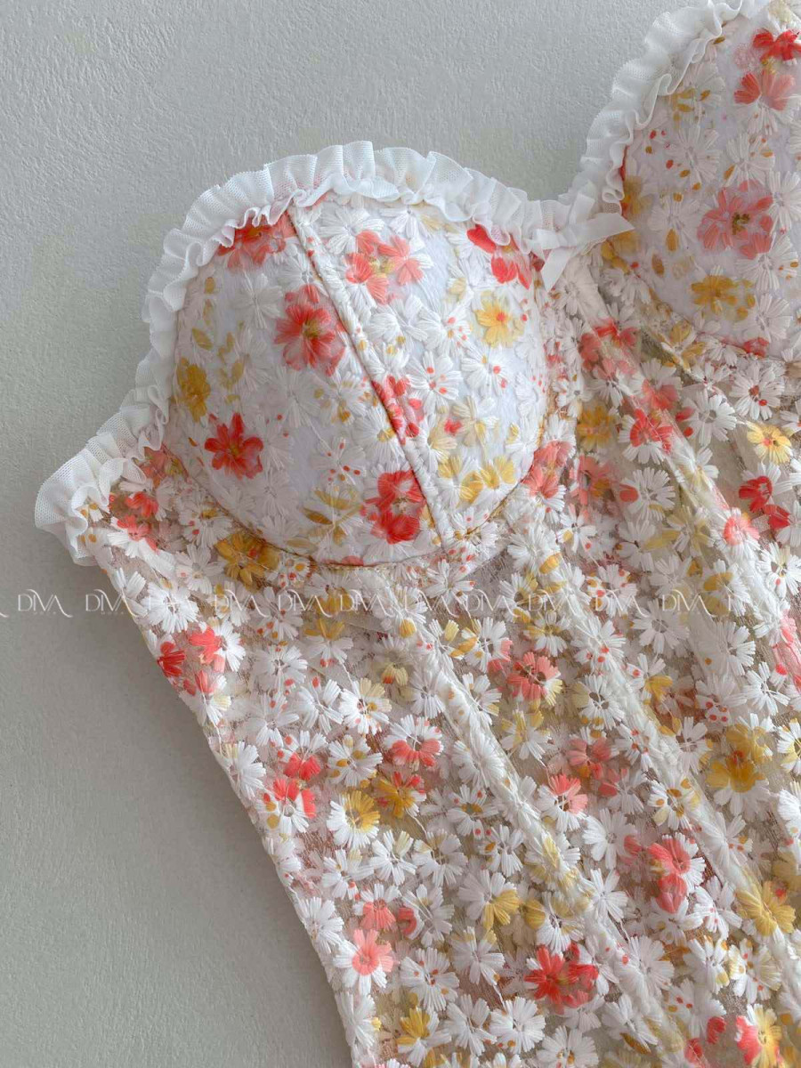 Korzet s vyšívanými kvetinkami AB 188