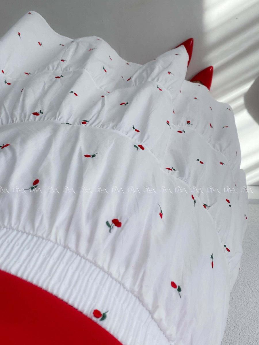 Bavlnená midi vyšívaná sukňa cherrys AB 178