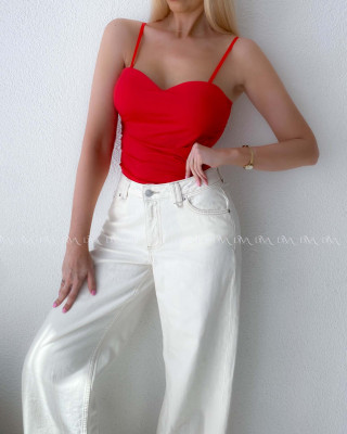 Korzetový top na ramienka červený AB 181