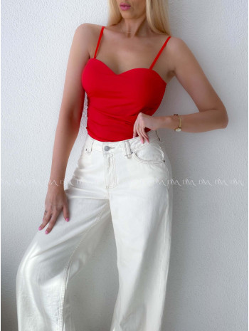 Korzetový top na ramínka červený AB 181