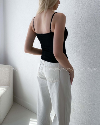 Korzetový top na ramienka čierny AB 181