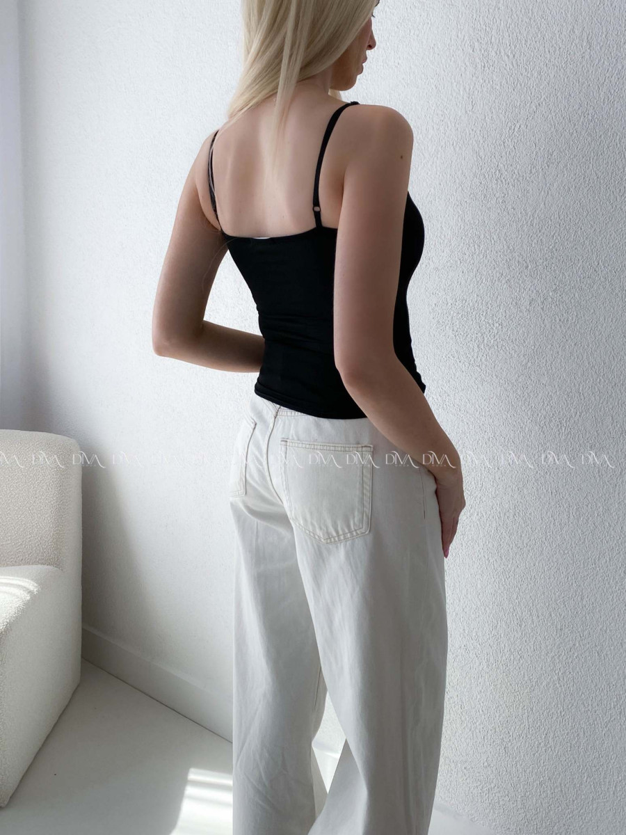 Korzetový top na ramienka čierny AB 181