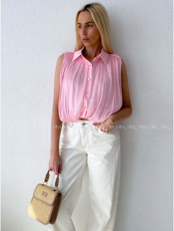 Crop balonová halenka růžová AB 180