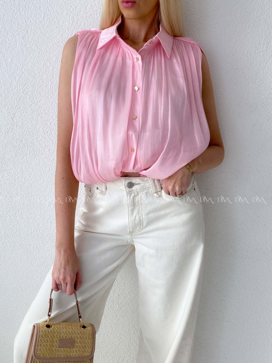 Crop balónová blúzka ružová AB 180