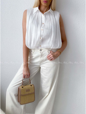 Crop balónová halenka bílá AB 180