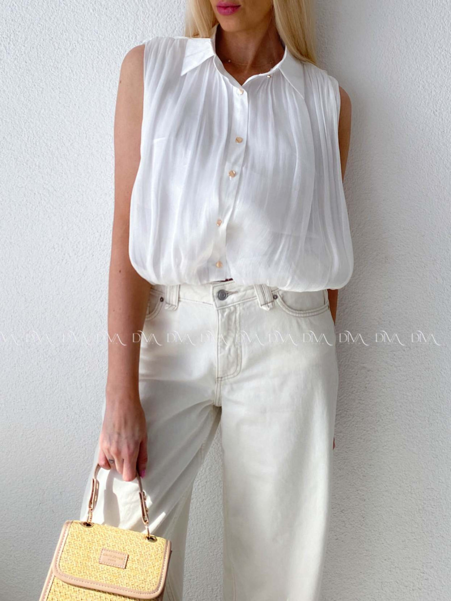 Crop balónová blúzka biela AB 180