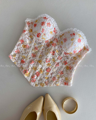 Korzet s vyšívanými kvetinkami AB 188