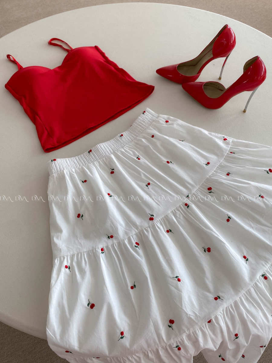 Korzetový top na ramienka červený AB 181