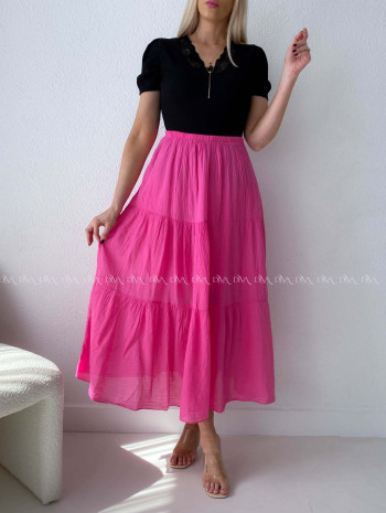 Ľahučká bavlnená midi sukňa fuchsia AB 195 Ľahučká bavlnená midi sukňa fuchsia AB 195