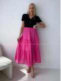Ľahučká bavlnená midi sukňa fuchsia AB 195