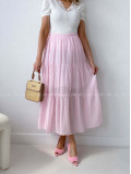 Ľahučká bavlnená midi sukňa baby pink AB 195