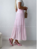 Ľahučká bavlnená midi sukňa baby pink AB 195