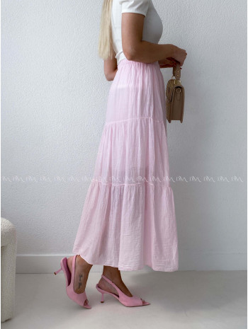 Ľahučká bavlnená midi sukňa baby pink AB 195 Ľahučká bavlnená midi sukňa baby pink AB 195