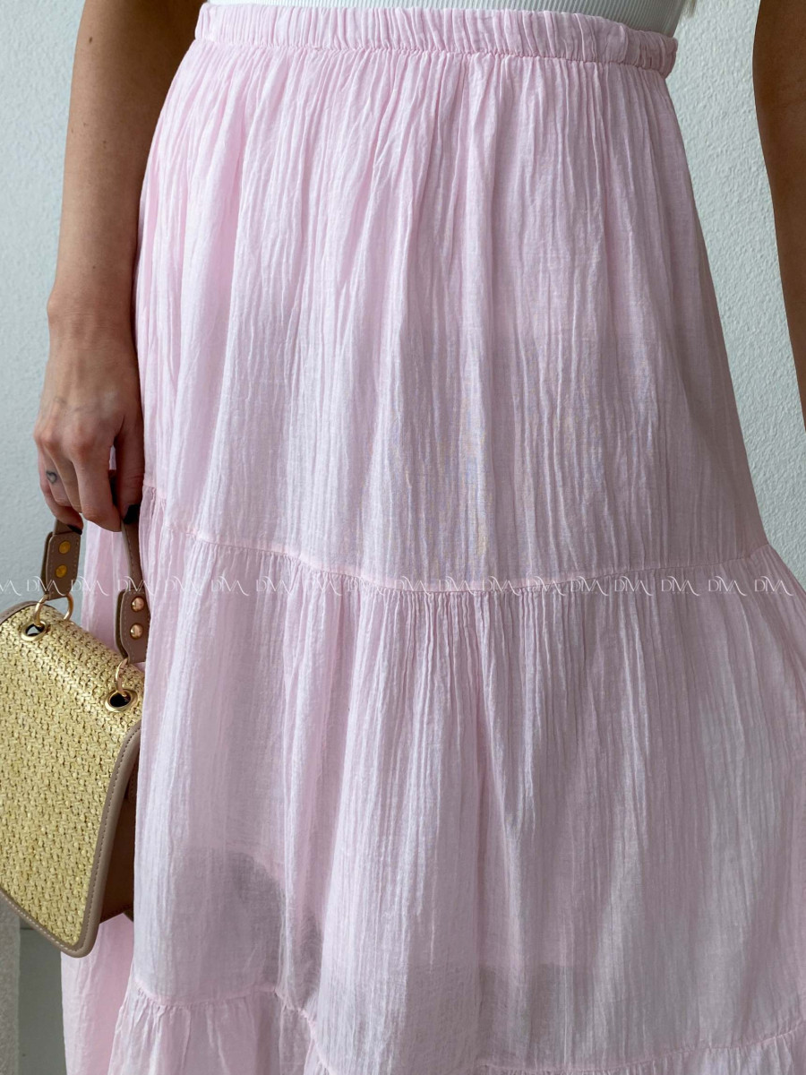 Ľahučká bavlnená midi sukňa baby pink AB 195