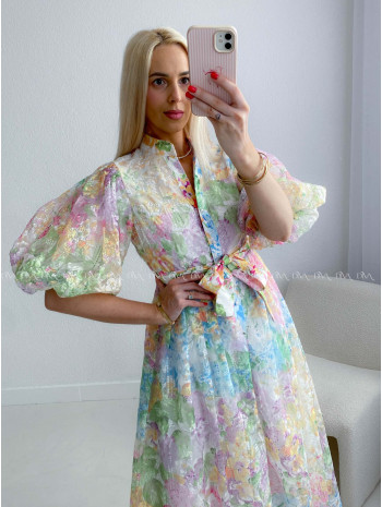 Elegantné vyšívané maxi šaty s kvetmi Leona AB 218