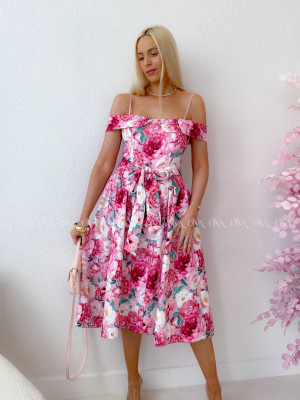 Elegantné midi šaty so spadnutými ramenami Peonie ABB 141