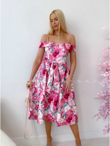 Elegantné midi šaty so spadnutými ramenami Peonie ABB 141