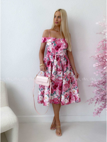 Elegantné midi šaty so spadnutými ramenami Peonie ABB 141