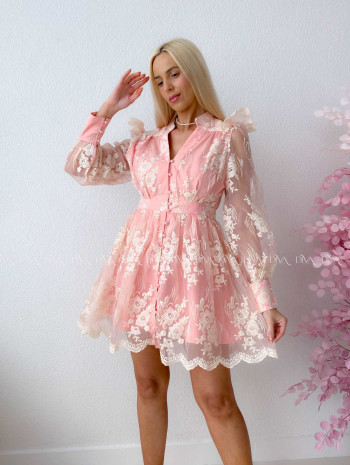 Elegantné vyšívané šaty s tylom Princess ružové B 250 Elegantné vyšívané šaty s tylom Princess ružové B 250