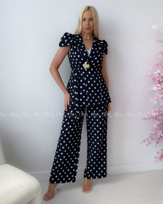 Elegantný komplet dottie s brošňou čierny AB 247