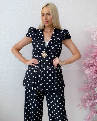 Elegantný komplet dottie s brošňou čierny AB 247