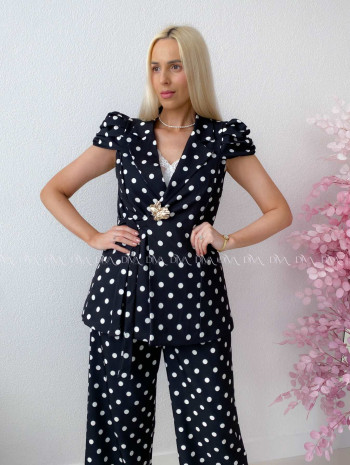 Elegantný komplet dottie s brošňou čierny AB 247