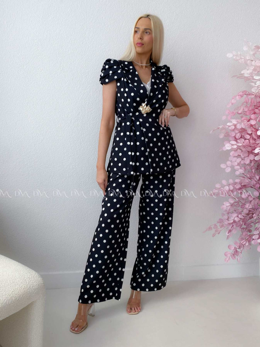 Elegantný komplet dottie s brošňou čierny AB 247 Elegantný komplet dottie s brošňou čierny AB 247