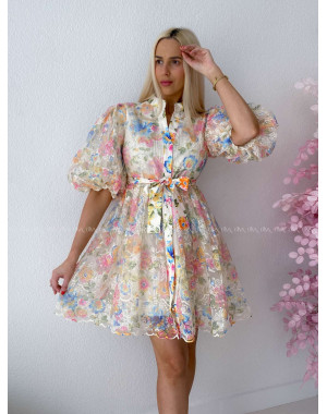 Elegantné vyšívané krátke šaty s kvetmi Tiffany AB 258