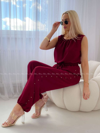 Ľahký komplet s cvokmi vínový AB 264