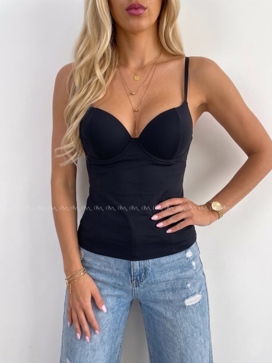 Push up korzetový top na ramienka čierny AB 267 Push up korzetový top na ramienka čierny AB 267