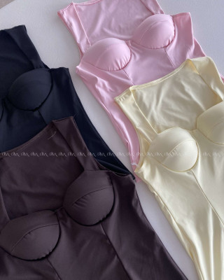 Top s vystuženými prsiami butter yellow AB 271