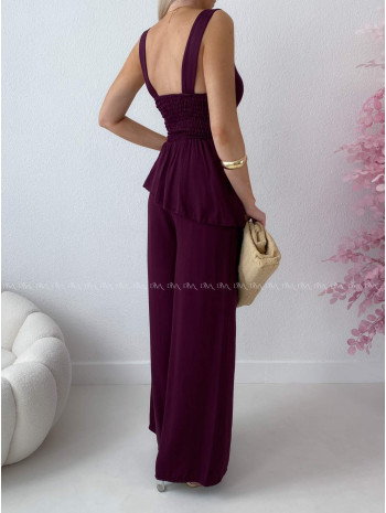 Komplet s asymetrickým topom burgundy AB 282 Komplet s asymetrickým topom burgundy AB 282