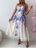 Elegantné ľahké midi šaty na ramienka Flora fialové AB 129 Elegantné ľahké midi šaty na ramienka Flora fialové AB 129