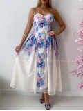 Elegantné ľahké midi šaty na ramienka Flora fialové AB 129 Elegantné ľahké midi šaty na ramienka Flora fialové AB 129