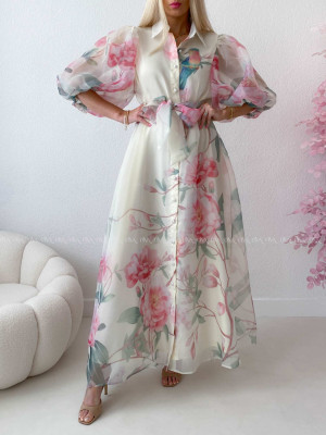 Elegantné kvetinové maxi šaty birds AB 305