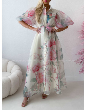Elegantné kvetinové maxi šaty birds AB 305