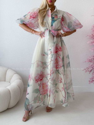 Elegantné kvetinové maxi šaty birds AB 305