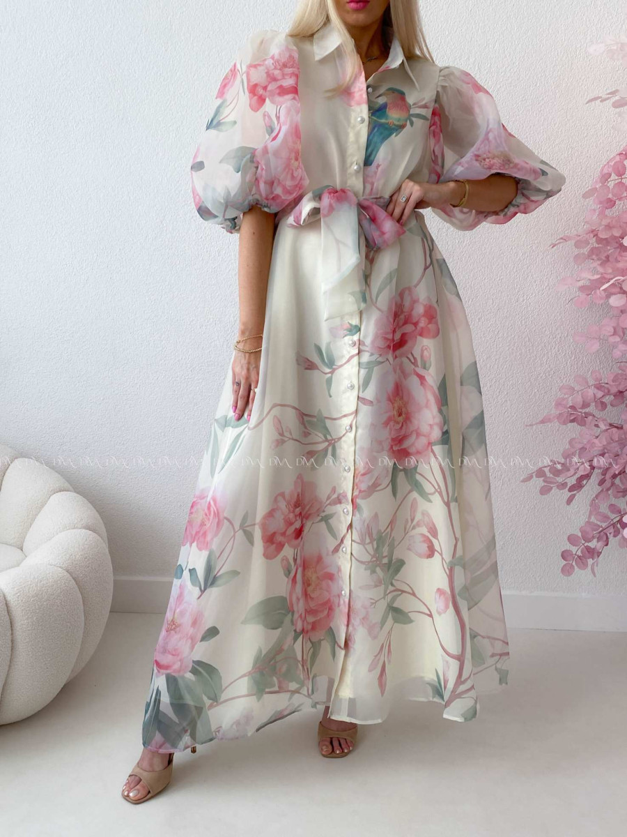 Elegantné kvetinové maxi šaty birds AB 305