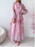 Elegantné maxi šaty Floral s lístočkami ružové AB 300 Elegantné maxi šaty Floral s lístočkami ružové AB 300