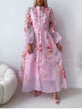 Elegantné maxi šaty Floral s lístočkami ružové AB 300 Elegantné maxi šaty Floral s lístočkami ružové AB 300