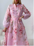 Elegantné maxi šaty Floral s lístočkami ružové AB 300 Elegantné maxi šaty Floral s lístočkami ružové AB 300