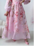 Elegantné maxi šaty Floral s lístočkami ružové AB 300 Elegantné maxi šaty Floral s lístočkami ružové AB 300