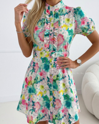 Ľahké kvetované šaty green flowers AB 509