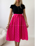 Midi šaty s bodkami čierna/ fuchsia AB 523 Midi šaty s bodkami čierna/ fuchsia AB 523