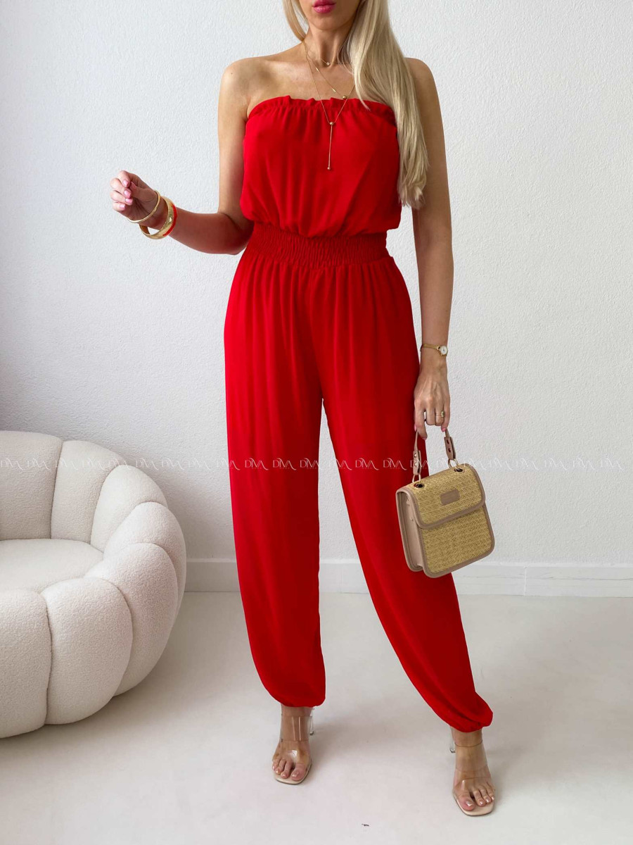 Šifónový overal červený AB 505