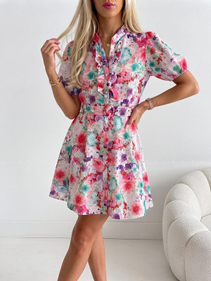 Ľahké kvetované šaty pink flowers AB 509